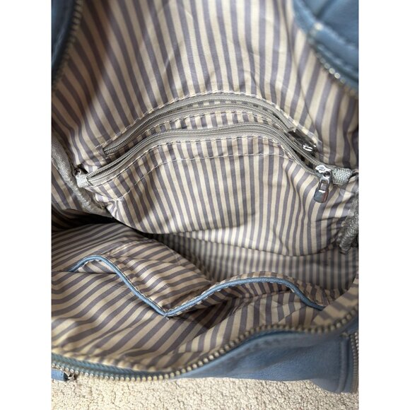 Miztique Backpack/Purse Blue Faux Leather Backpack Purse With Striped Lining - Picture 3 of 9